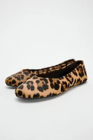 LEATHER ANIMAL PRINT BALLET FLATS