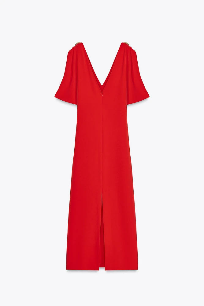 ROBE MI-LONGUE AVEC DÉCORATIONS DORÉES