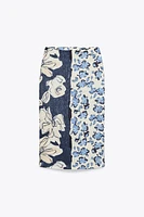SATIN PRINTED MIDI SKIRT