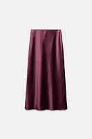 SATIN EFFECT MIDI SKIRT