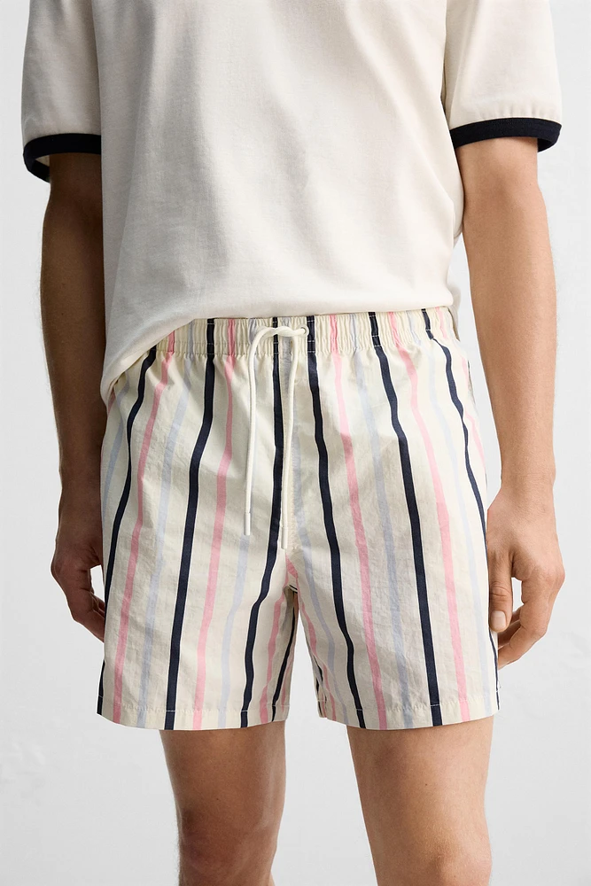 STRIPED PRINT MID-LENGTH SWIMSUIT