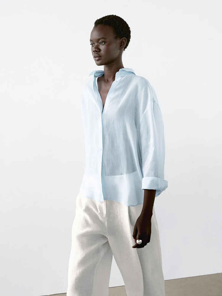 Flowing ramie blend shirt