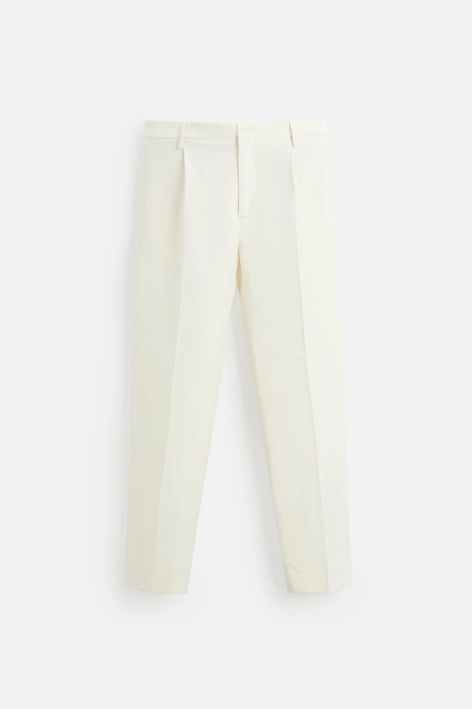 LIMITED EDITION HERRINGBONE LINEN-WOOL PANTS