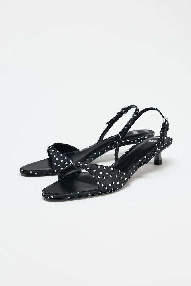 POLKA DOT HEELED SANDALS