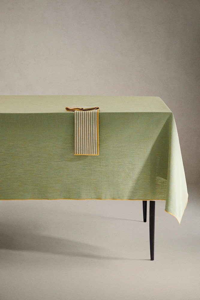 COTTON TABLECLOTH WITH CONTRAST BORDER
