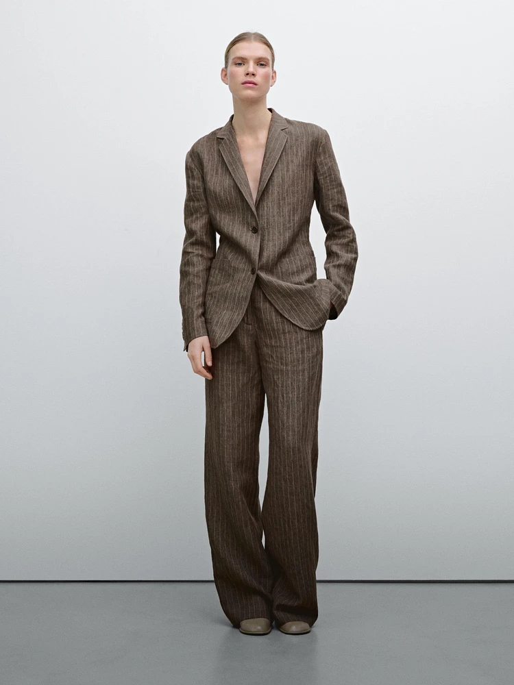 Pinstripe suit trousers