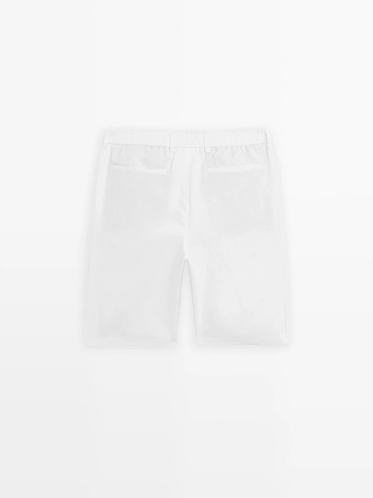 Bermuda semi-jogger 100 % lin