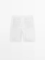 Bermuda semi-jogger 100 % lin