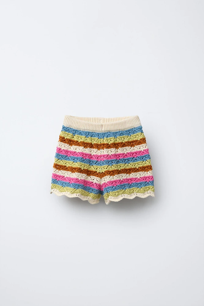 STRIPED KNIT SHORTS