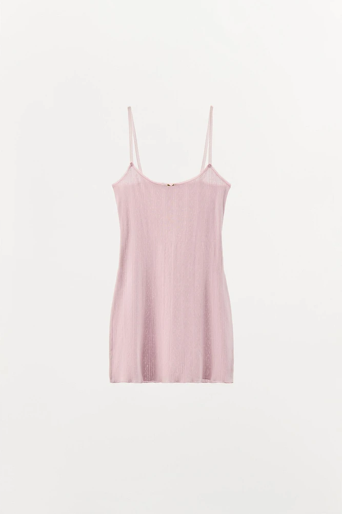 FLORAL POINTELLE DRESS