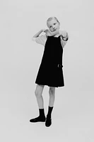 PINAFORE DRESS WITH PLEATS AND BUCKLE