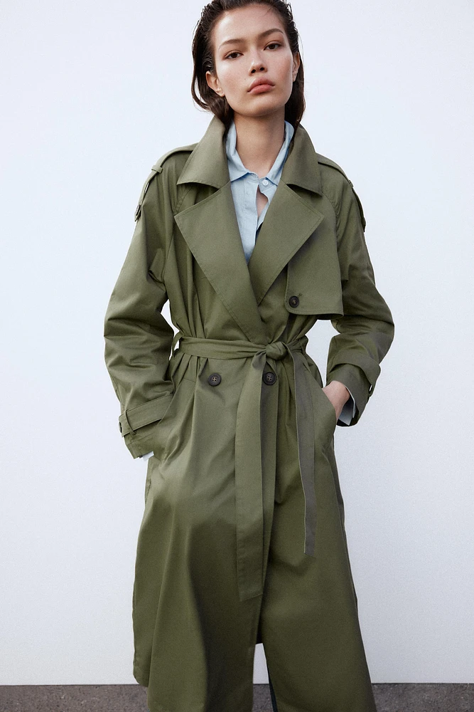 BELTED DOUBLE-BREASTED TRENCH COAT