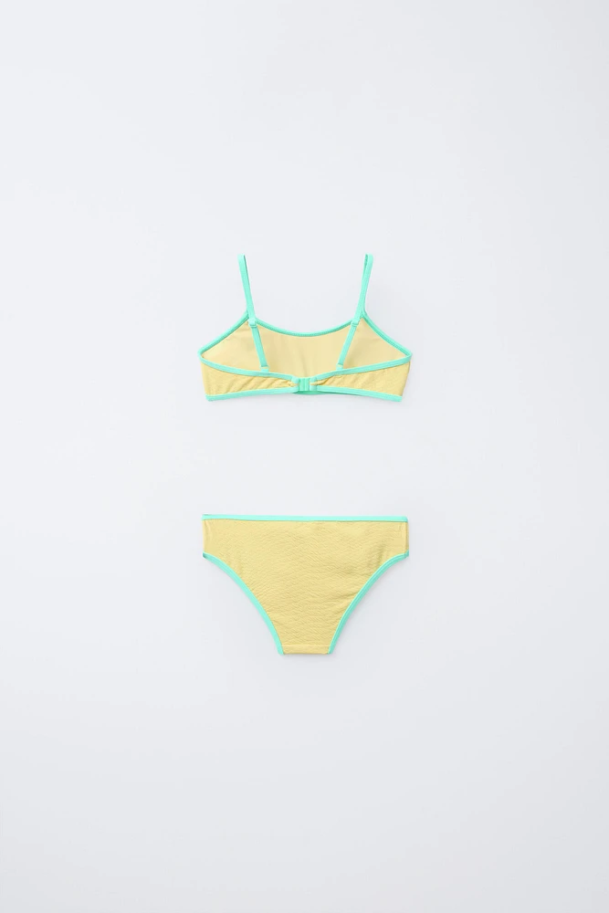 6-14 ANS/ MAILLOT DE BAIN DEUX PIÈCES À LISERÉS CONTRASTÉS