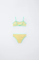 6-14 ANS/ MAILLOT DE BAIN DEUX PIÈCES À LISERÉS CONTRASTÉS