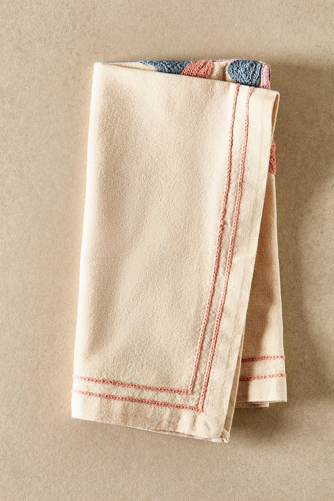 SET OF EMBROIDERED COTTON NAPKINS (SET OF 2)
