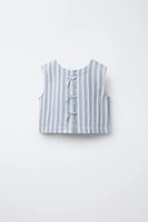BOW TRIM STRIPED TOP