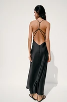 SATIN MIDI DRESS WITH CRISS-CROSS STRAPS