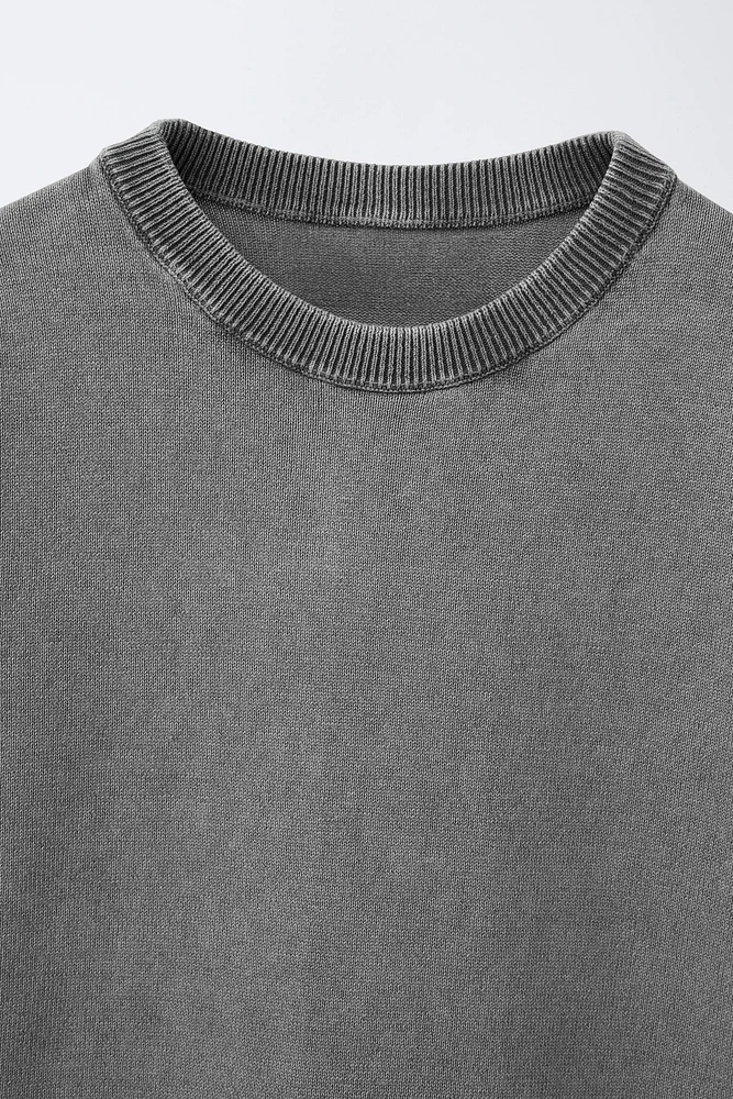 WASHED EFFECT KNIT T-SHIRT