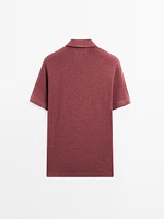 Textured piqué short sleeve polo shirt