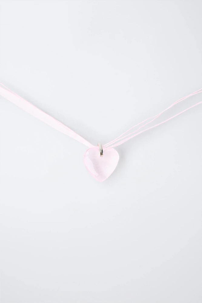 HEART ORGANZA CORD NECKLACE