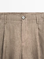 Flowing 100% linen trousers with darts