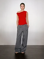 Draped cotton top with knot detail