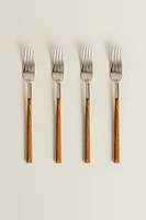 SET OF FORKS WITH WOOD-DESIGN HANDLES (SET OF 4)