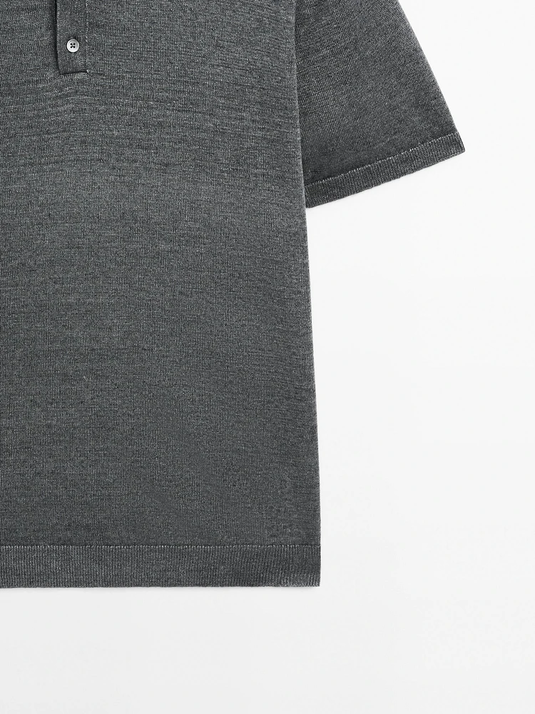 100% linen knit polo shirt