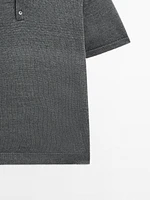 100% linen knit polo shirt