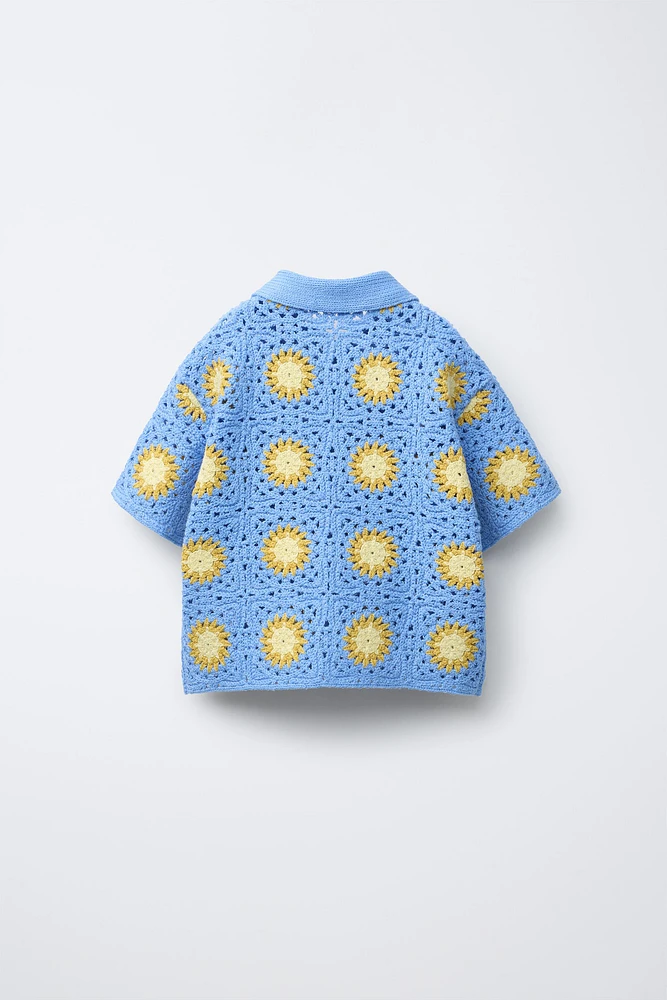 CHEMISE EN MAILLE CROCHET SOLEILS