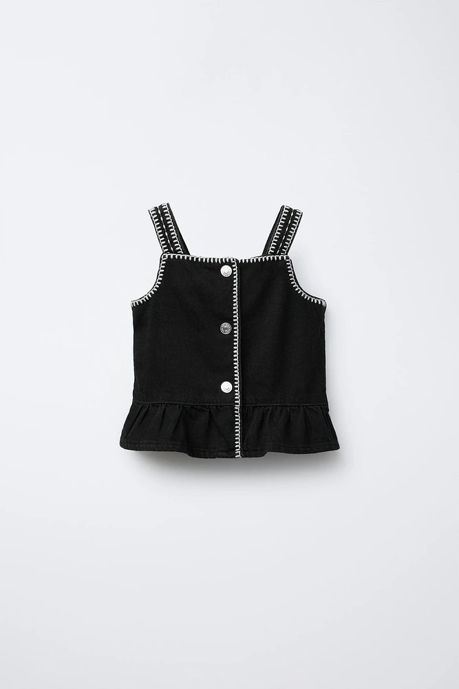 TOP EN JEAN BRODÉ