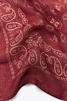 100% LINEN PRINTED FRINGED SCARF