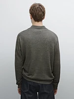 100% linen knit polo sweater