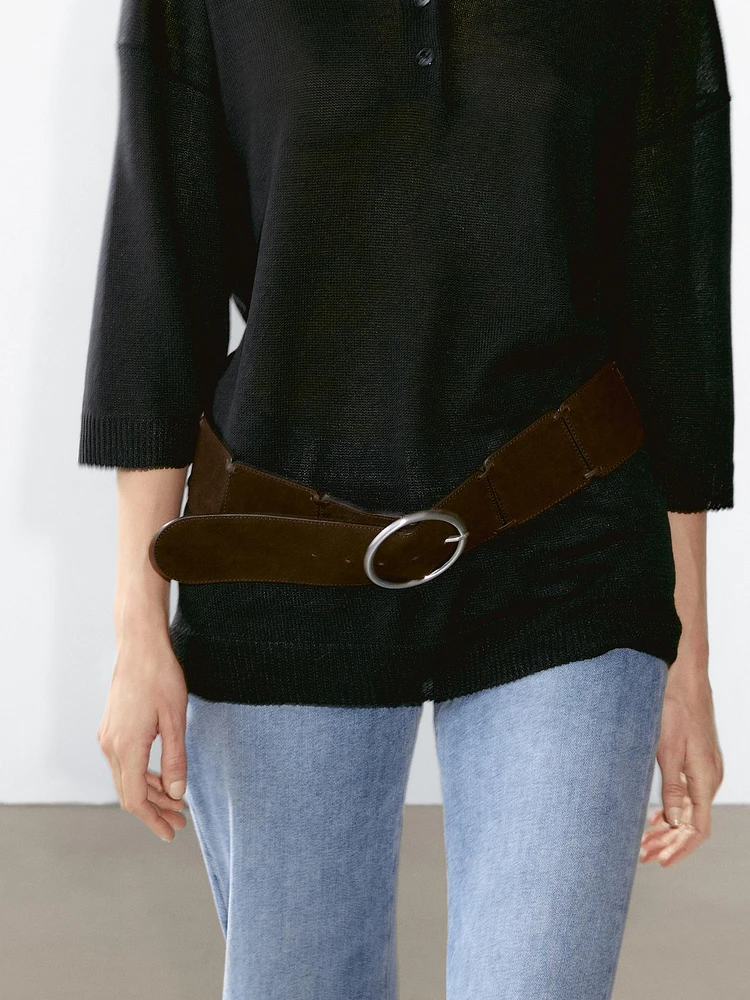 Oversize knit sweater with polo collar