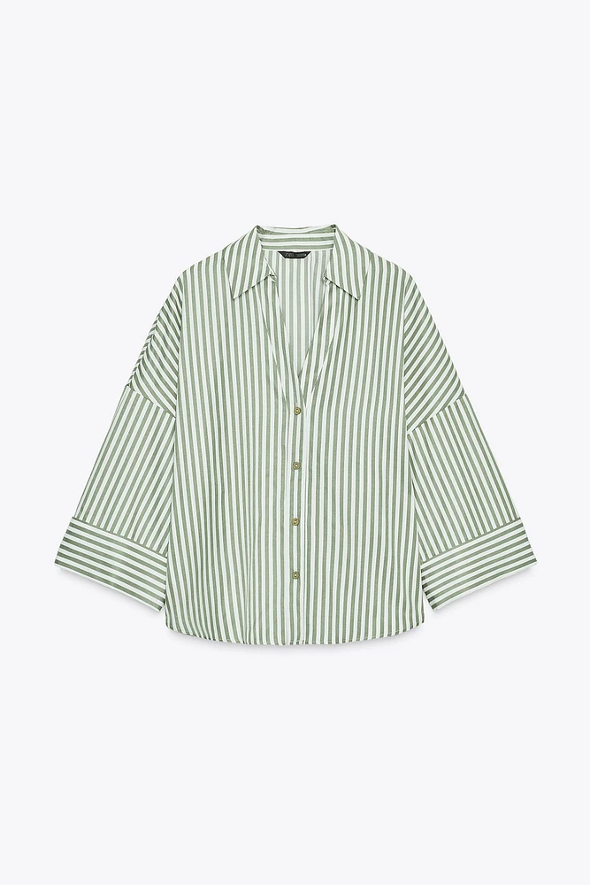 CHEMISE RAYURES MANCHES À REVERS
