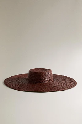 LONG BRIM RAFFIA BEACH HAT