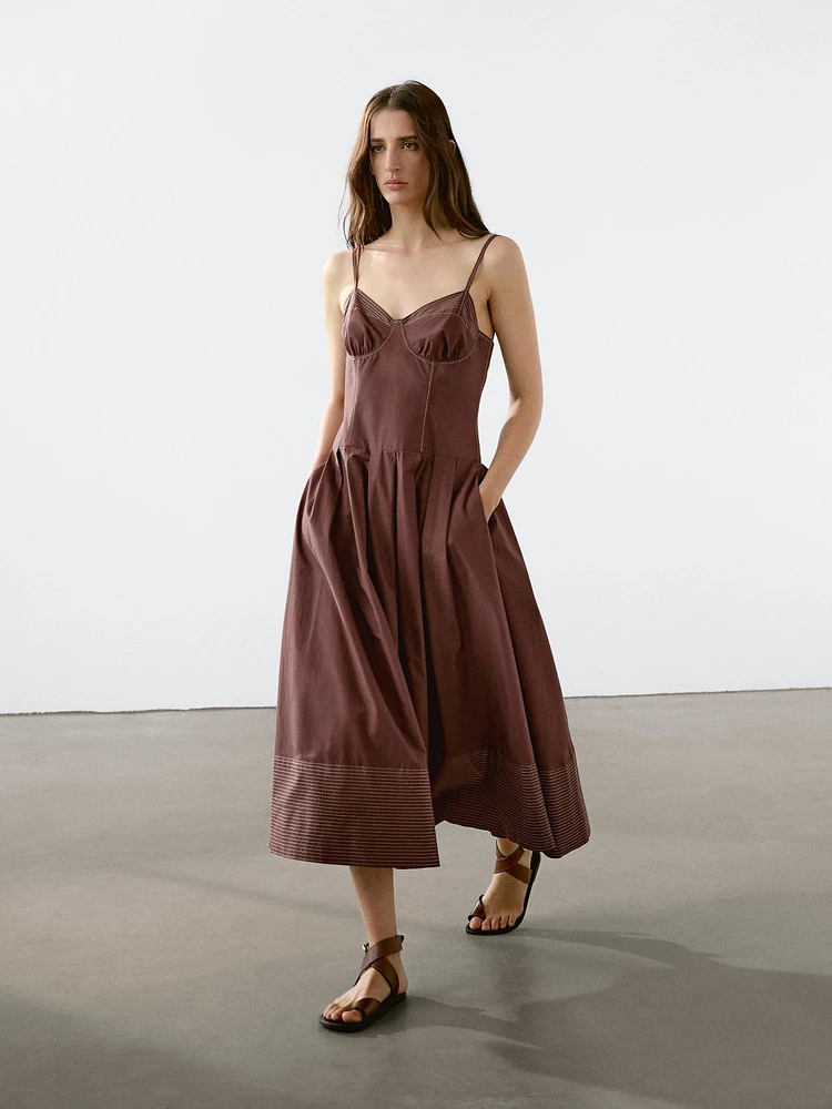 Bodice dress with contrast seams