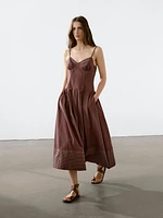 Bodice dress with contrast seams