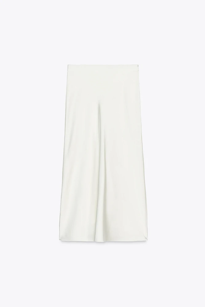 SATIN EFFECT MIDI SKIRT