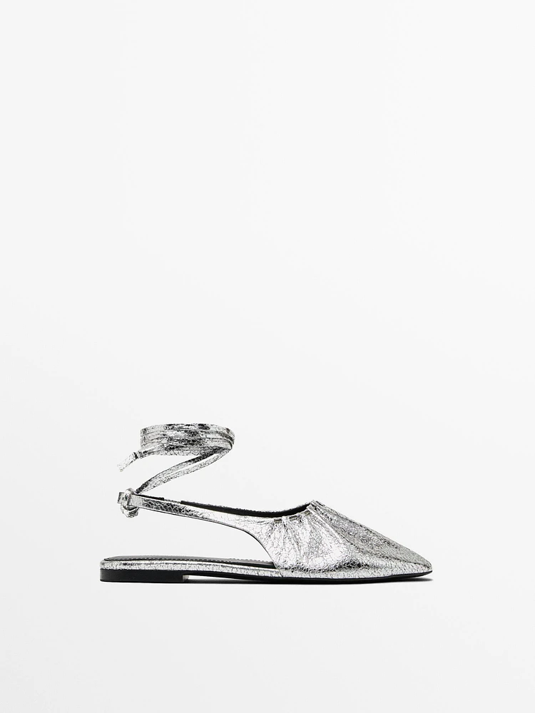 Metallic slingback ballet flats