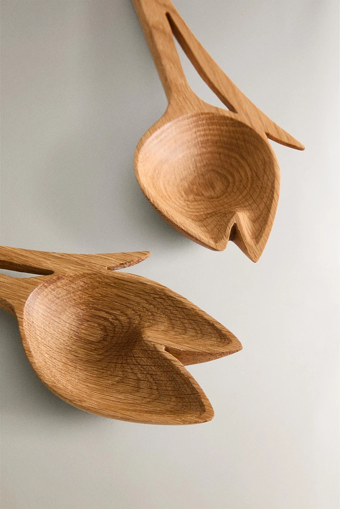 ENSEMBLE COUVERTS SALADE BOIS TULIPES (LOT DE 2)