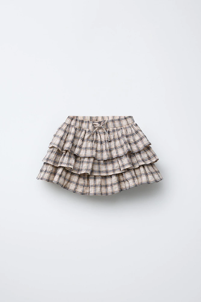 PLAID RUFFLE SKIRT