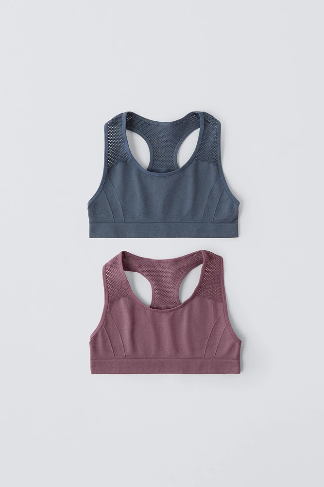 8-14 YEARS/ TWO-PACK OF SEAMLESS ATHLETIC BRALETTES