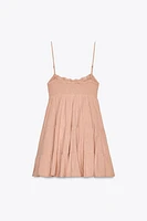 ROBE COURTE EN GAZE ET DENTELLE