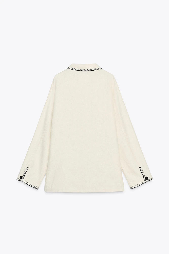 EMBROIDERED LINEN OVERSHIRT ZW COLLECTION