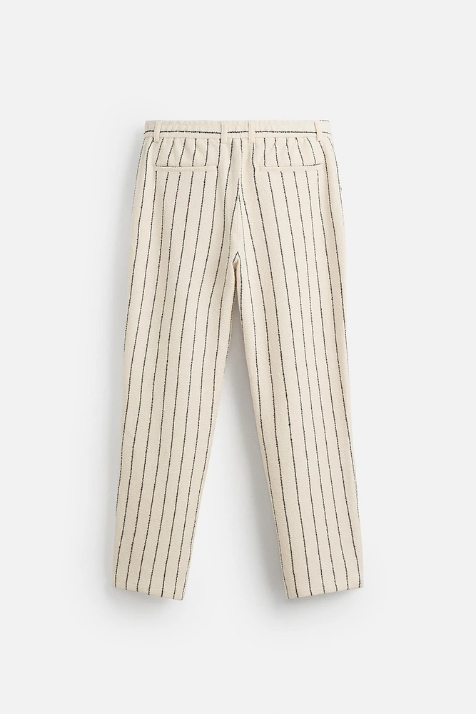 PANTALON RAYURES TEXTURE VELOURS BOUCLÉ