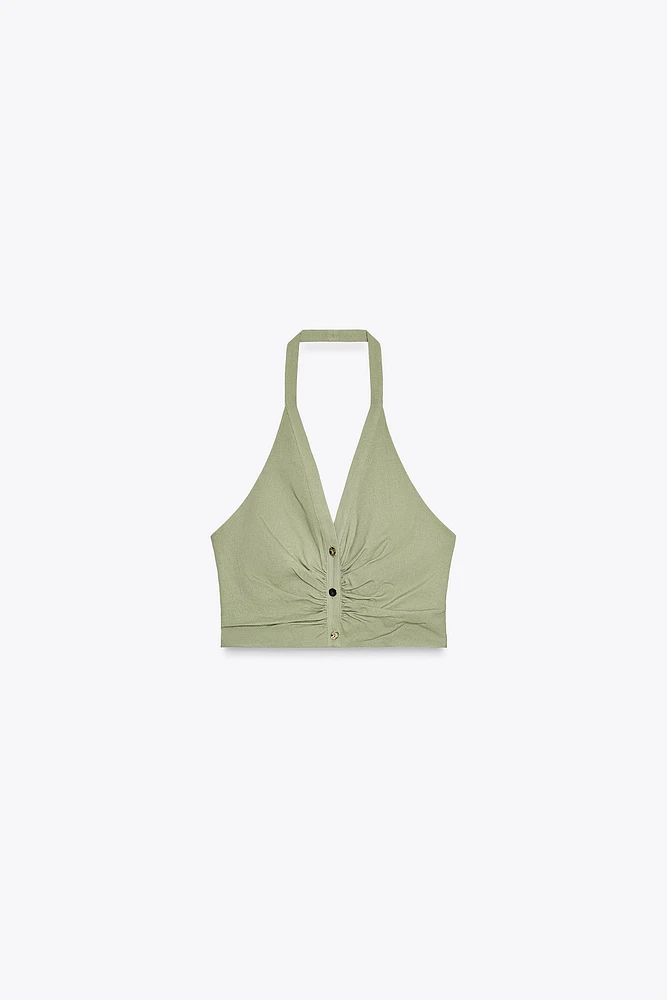 TOP HALTER AVEC LIN
