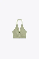 TOP HALTER AVEC LIN