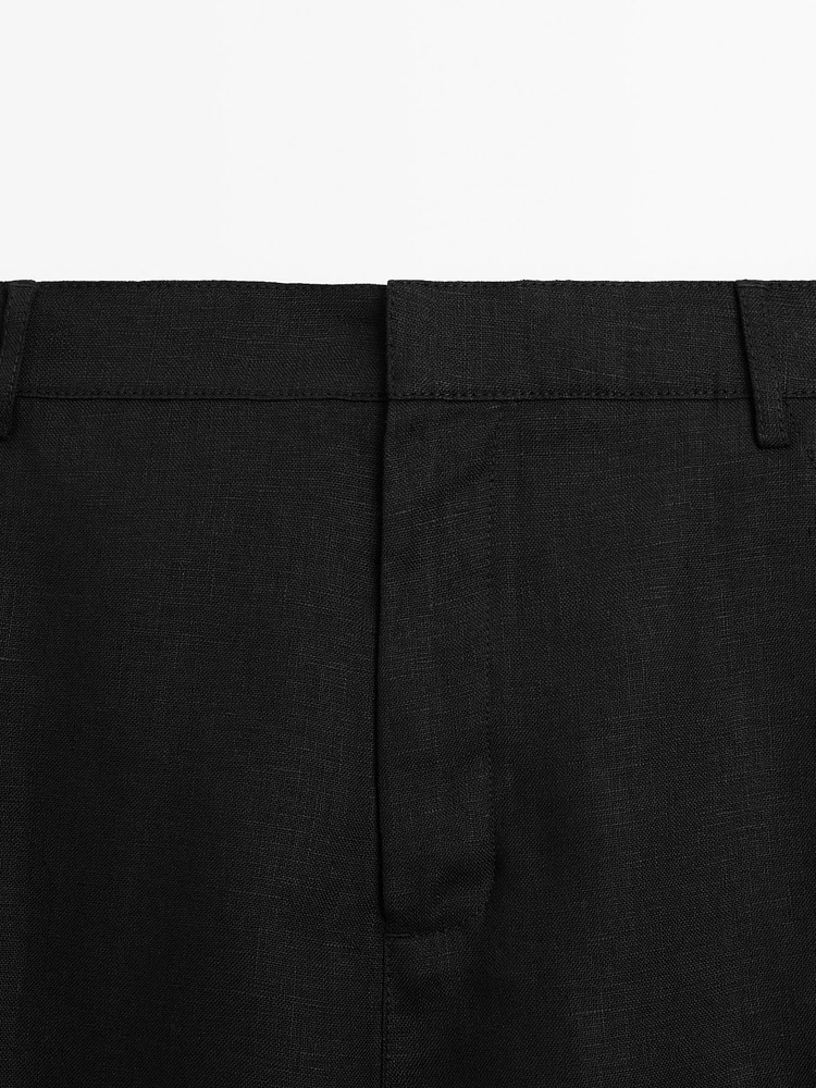 100% linen short Bermuda shorts