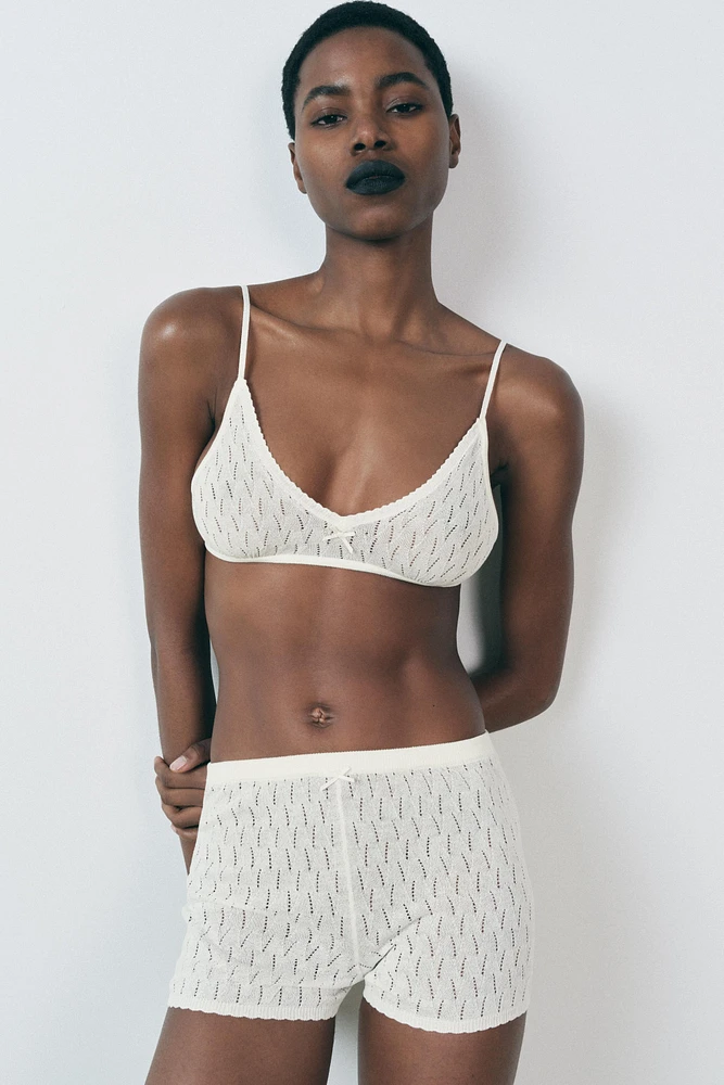 POINTELLE KNIT BOW BRALETTE